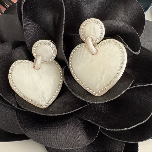 Lele Sadoughi Jeweled Stitched Heart Dangle Earrings - Picture 10 of 11